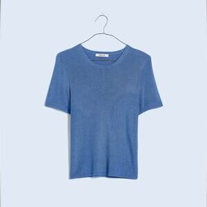 NWT Madewell Micro-Rib Sweater Tee In Celeste Blue Medium NQ337